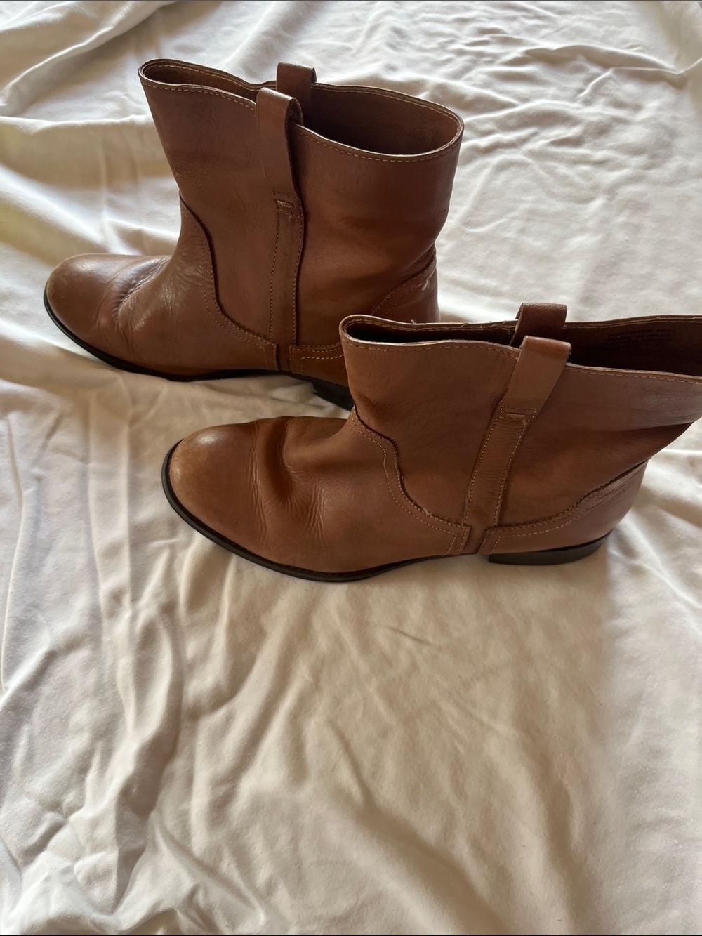 Diba Brown Leather Pull-On Moto Ankle Boots